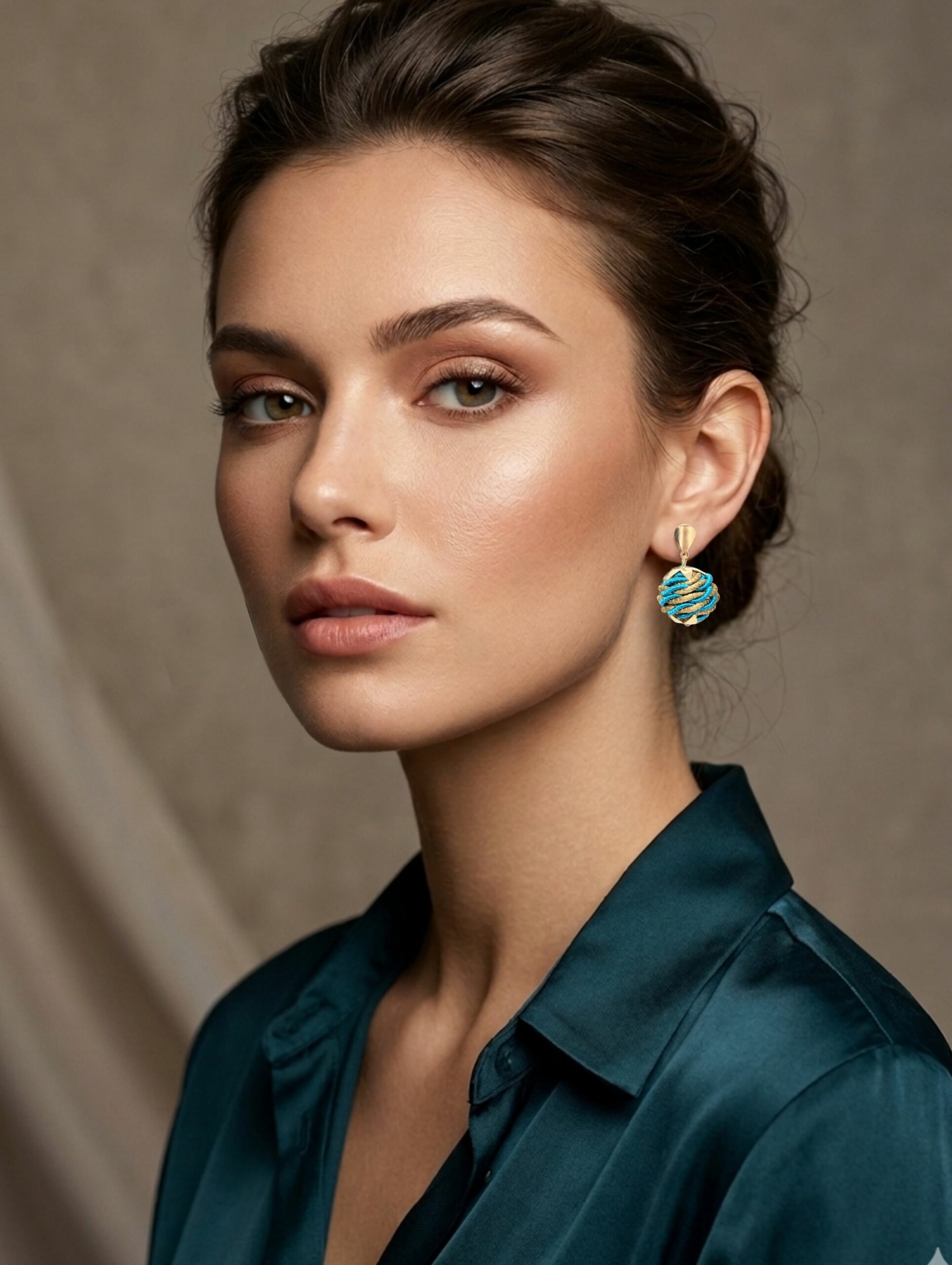 Pendientes oro vegetal – PARADISE – Biojoya Capim dourado – Joya sostenible natural hecha a mano – Presión – 3cmx2cm – SLOWECO