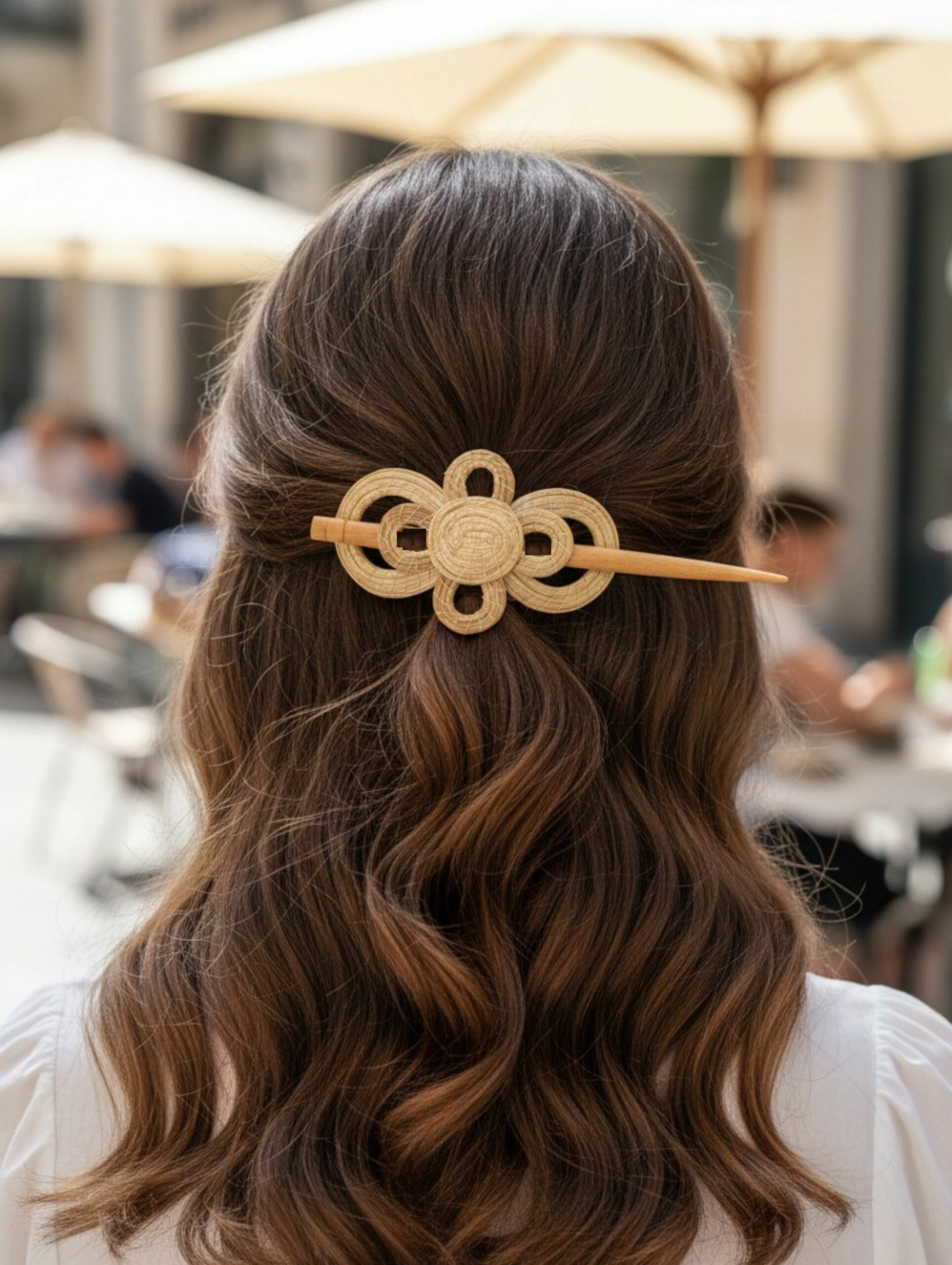 Pasador de pelo Capim dourado – BEGOÑA – 10,5cm x 6,5cm – Sloweco