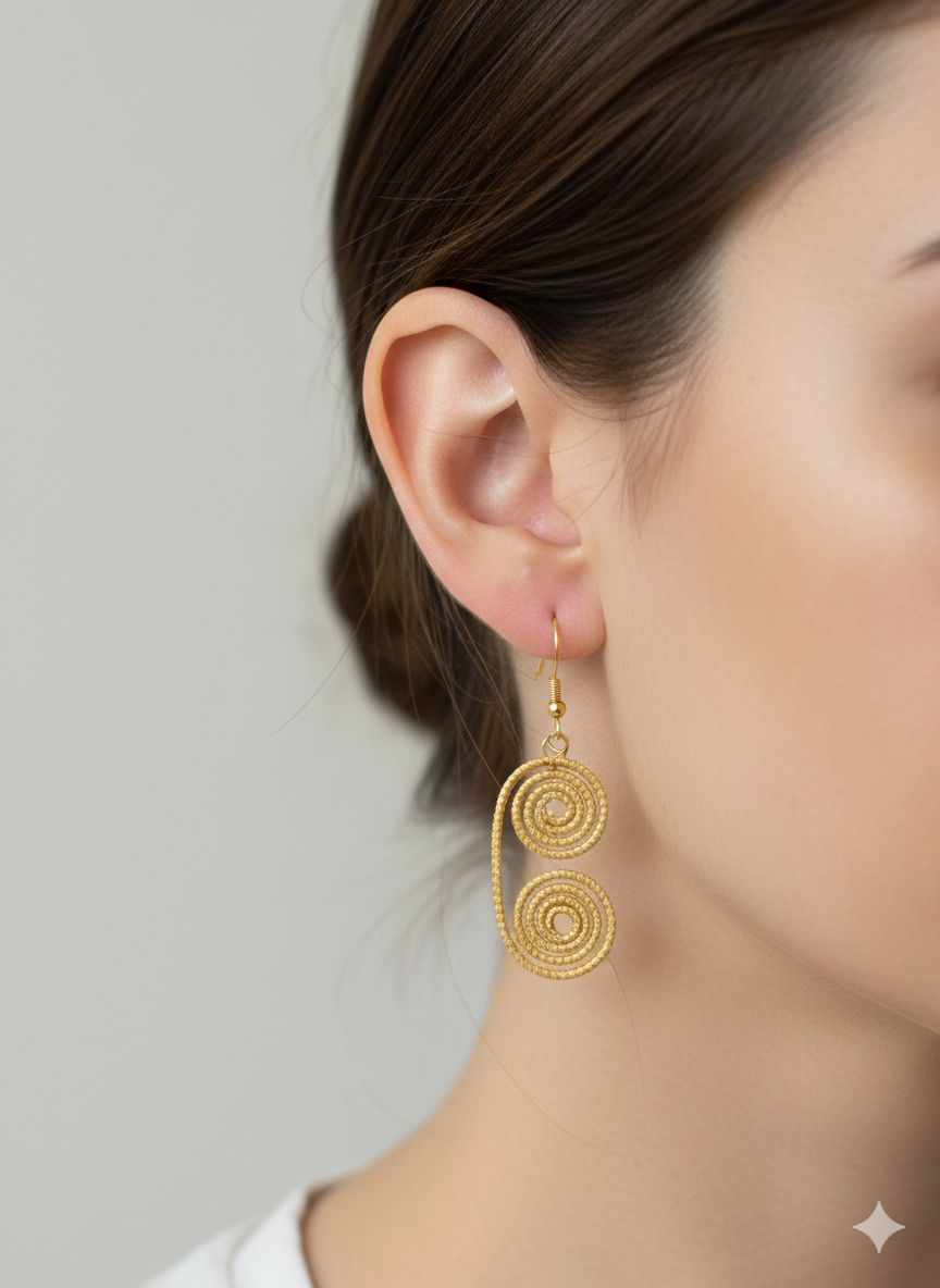 Pendientes de oro vegetal – MAGIA – Biojoya Capim dorado – Joya sostenible hecha a mano – Ganchos – 5,5×1,5cm SLOWECO