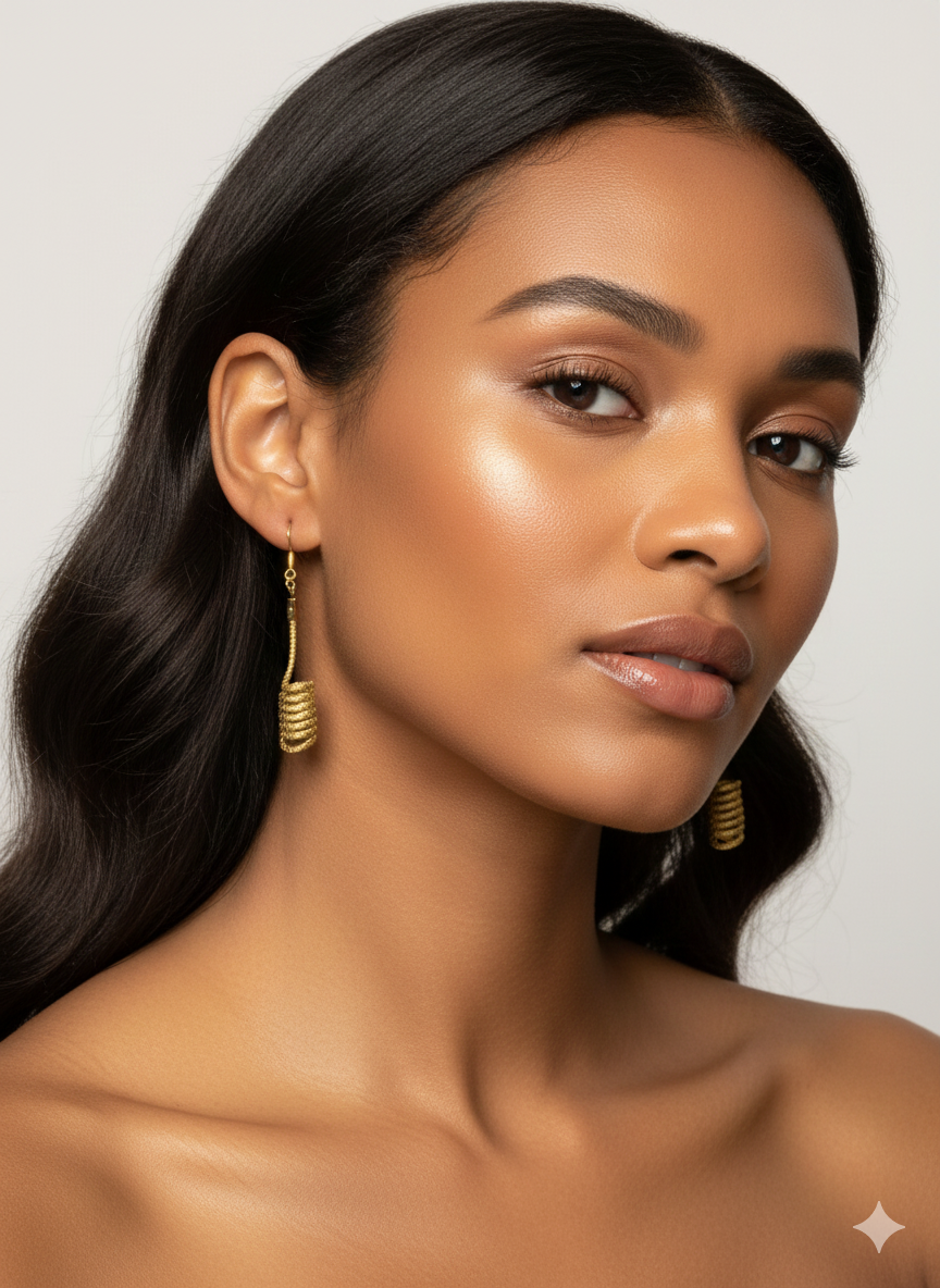 Pendientes de oro vegetal – INSPIRACION – Biojoya Capim dorado – Joya sostenible hecha a mano – Ganchos – 7x1cm SLOWECO