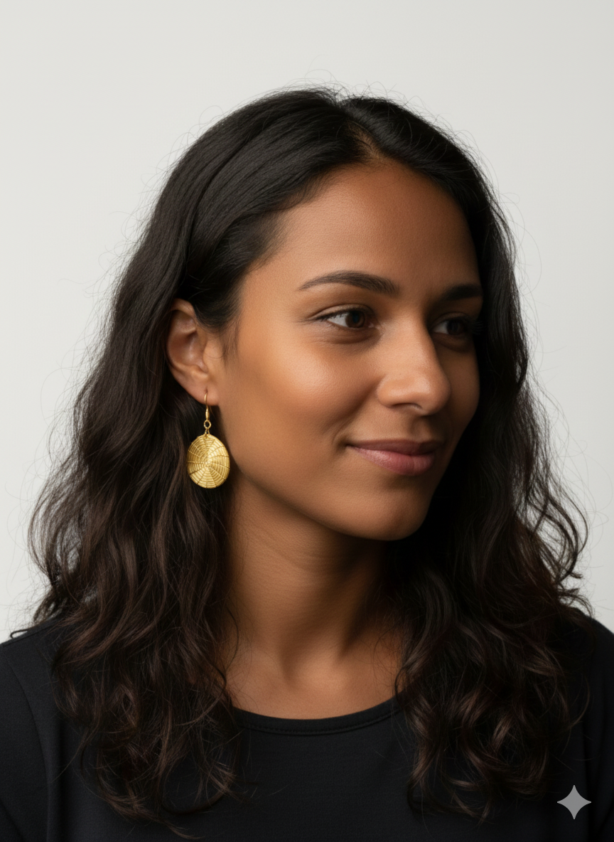 Pendientes de oro vegetal – LIBERTAD – Biojoya Capim dorado – Joya sostenible hecha a mano – Ganchos – 5,5x3cm SLOWECO