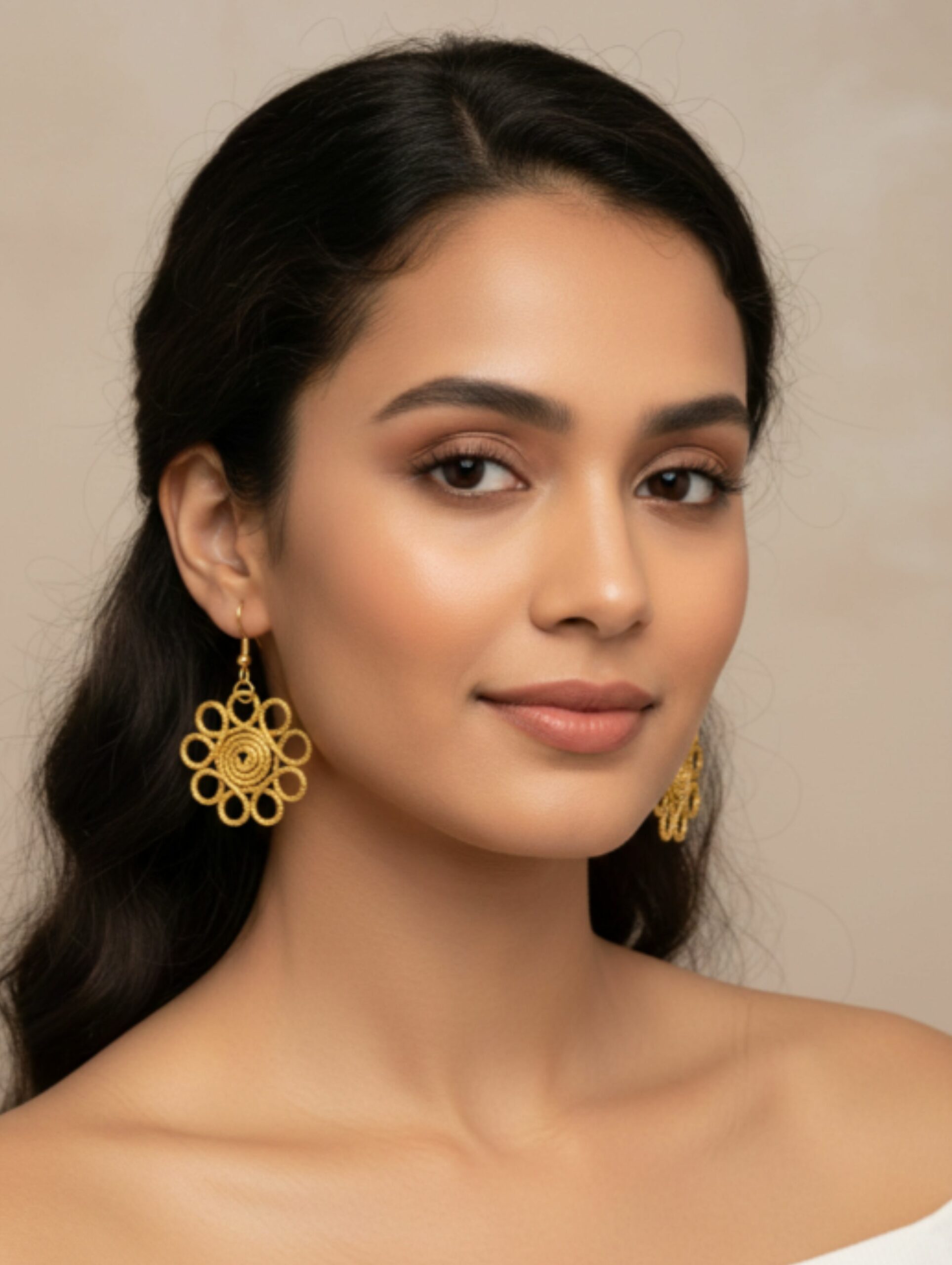 Pendientes de oro vegetal – ALEGRIA – Biojoya Capim dorado – Joya sostenible hecha a mano – Ganchos – 6x3cm SLOWECO