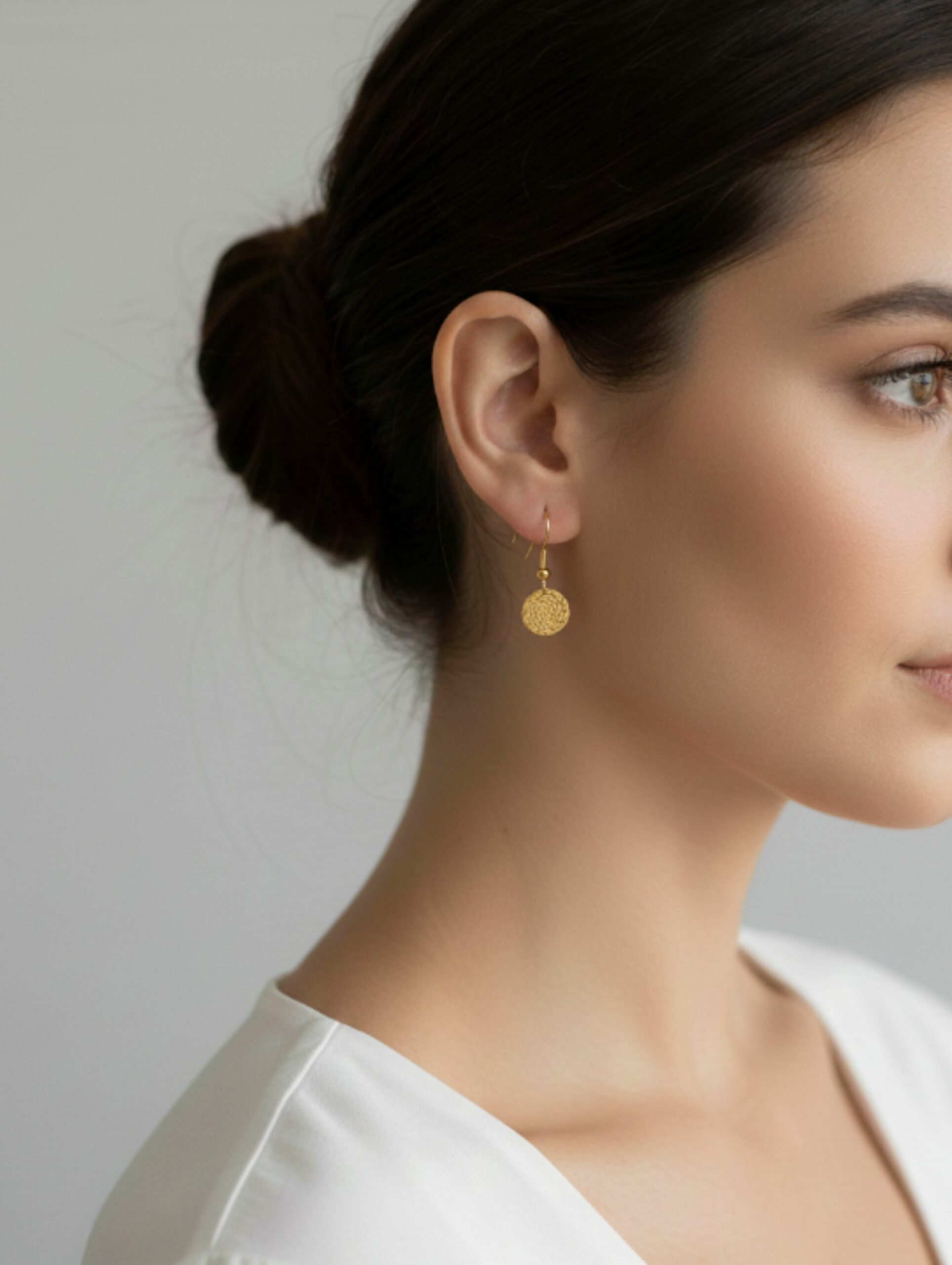 Pendientes de oro vegetal – ARMONIA – Biojoya Capim dorado – Joya sostenible hecha a mano – Ganchos – 4×1,5cm SLOWECO