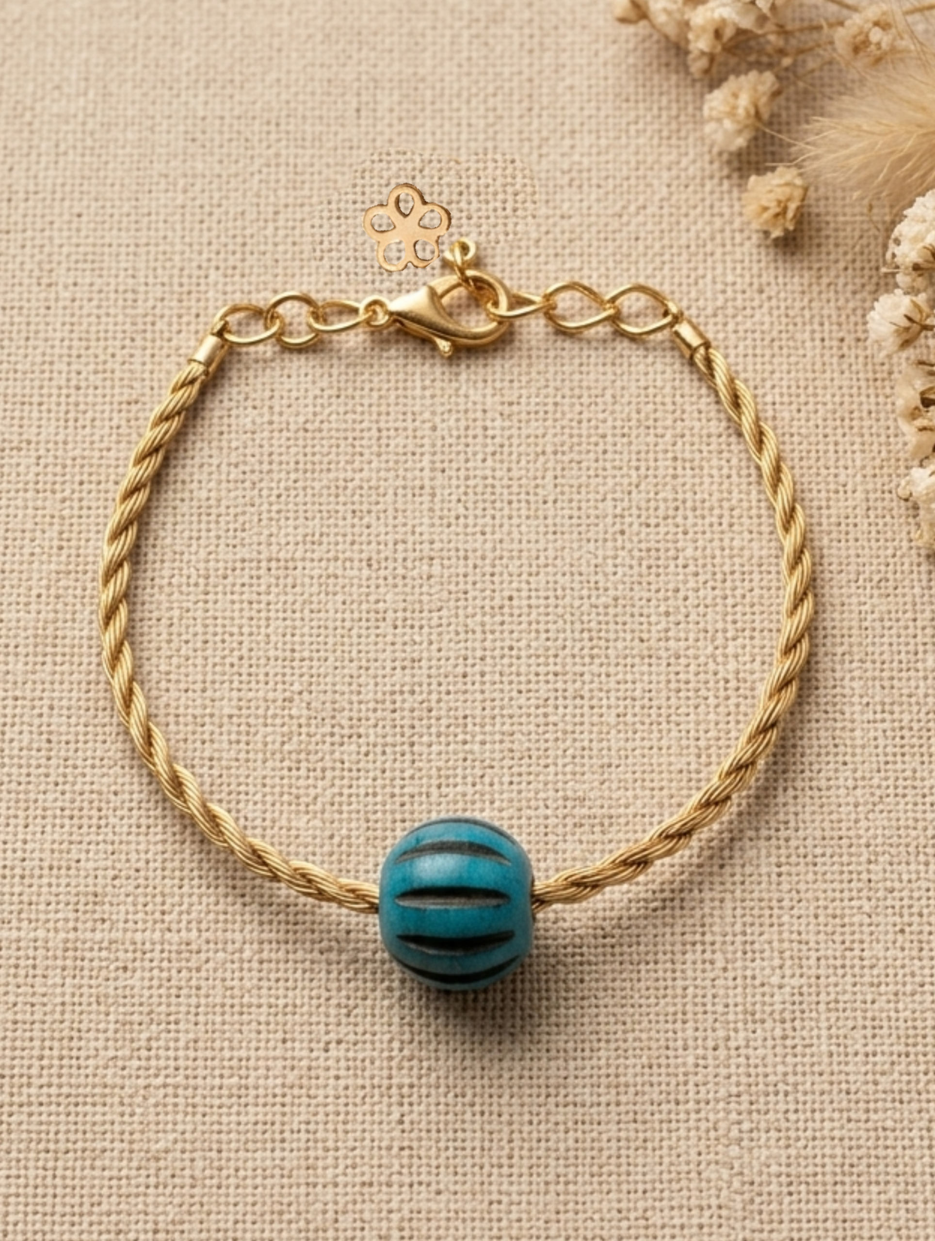 Pulsera infantil DANUBIO de Oro Vegetal – Biojoya ajustable de Capim Dourado | Sloweco