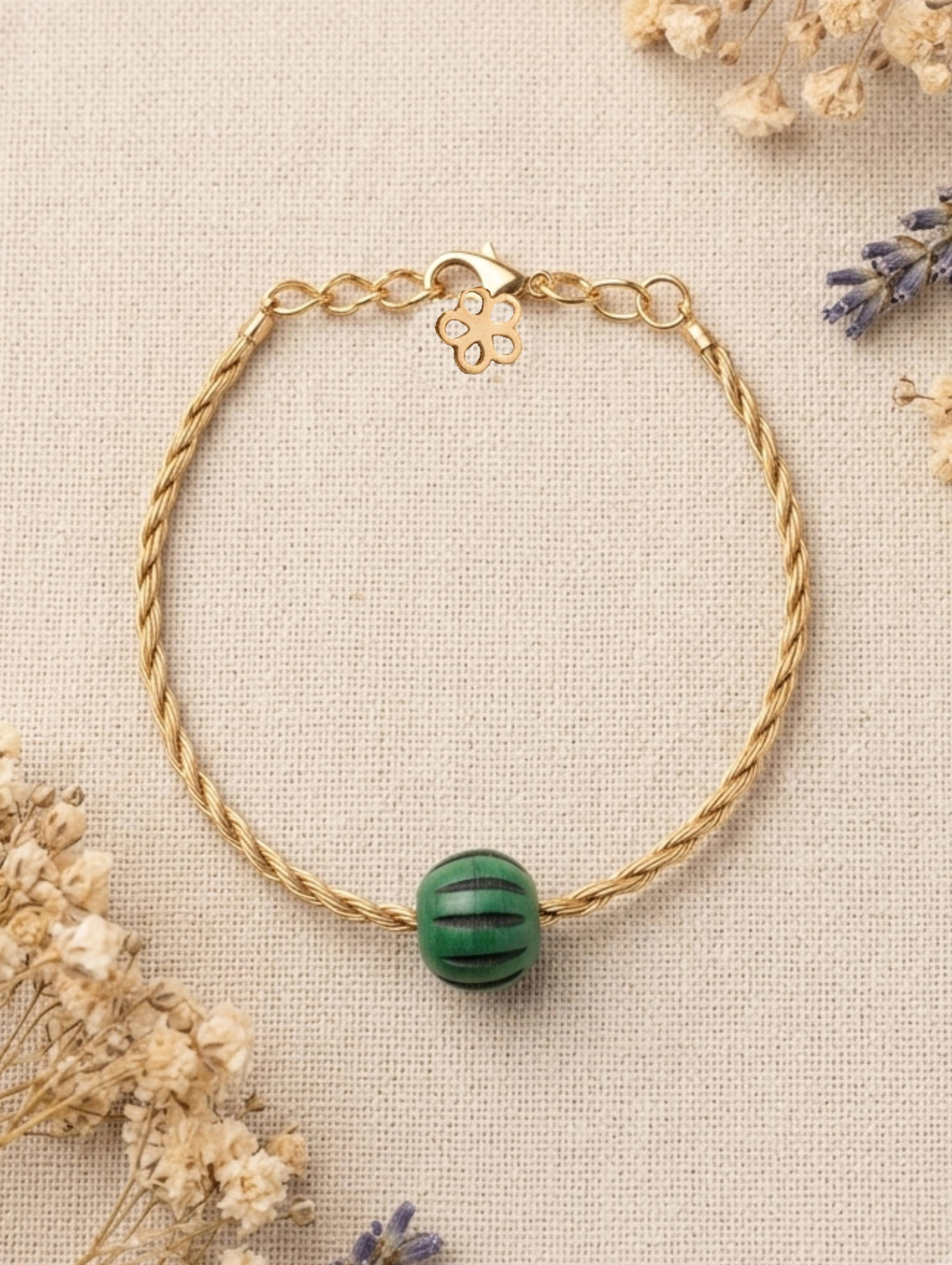 Pulsera infantil DANUBIO de Oro Vegetal – Biojoya ajustable de Capim Dourado | Sloweco