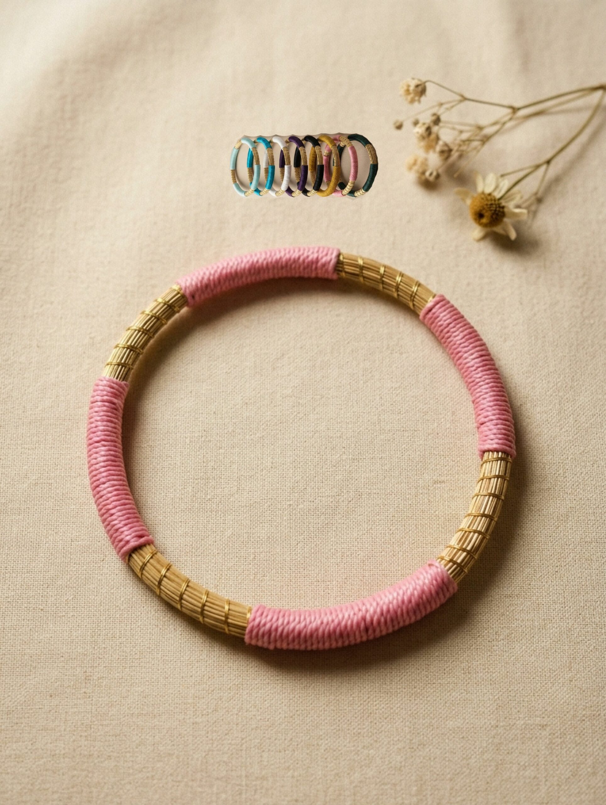 Pulsera de oro vegetal ROMA COLOR Biojoya Capim Dourado SLOWECO