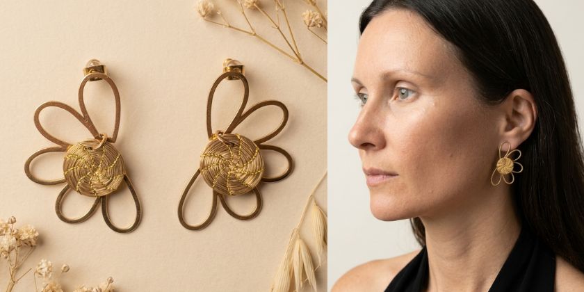 pendientes de oro vegetal